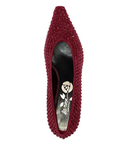 LA ROSE Red Crystal Heeled Pumps