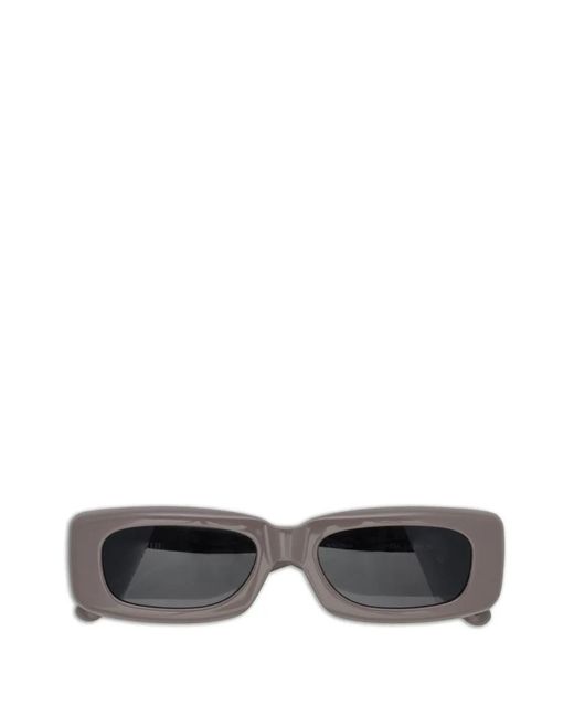 The Attico Gray X Linda Farrow Mini Marfa Rectangle-Frame Sunglasses