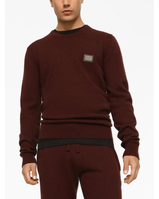 Dolce & Gabbana Brown Wool And Cashmere Round-Neck Sweater for men