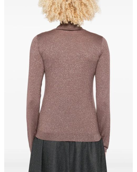 Brunello Cucinelli Brown Roll-Neck Top