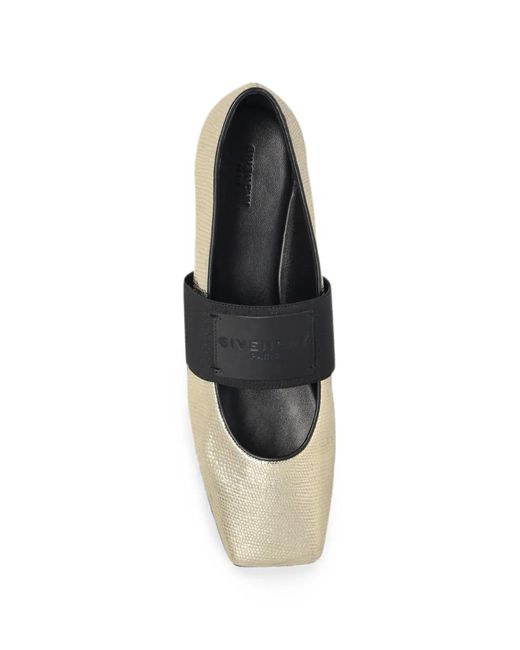 Givenchy White Sliced Metallic Leather Ballet Flats