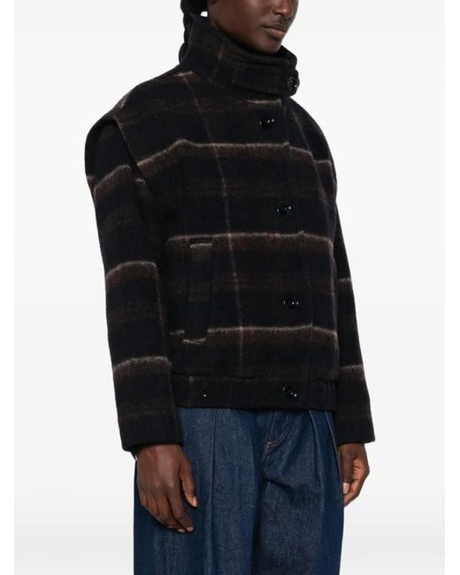 Sessun Blue Check-Pattern Button-Up Jacket