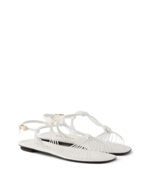 Prada White Patent Leather Sandals