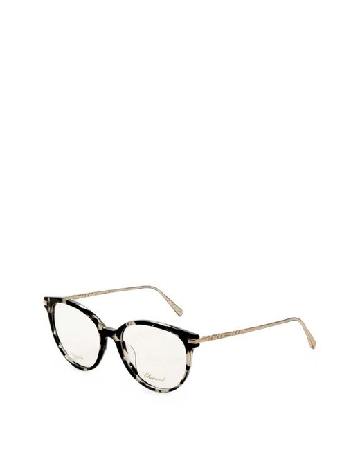 Chopard White Tortoiseshell-Effect Round-Frame Glasses