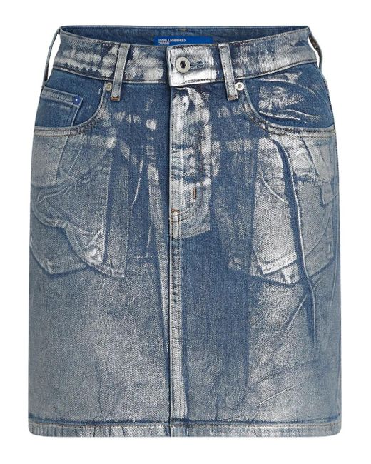 Karl Lagerfeld Blue Coated Denim Mini Skirt