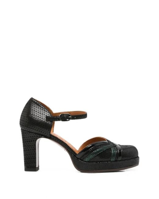 Chie Mihara Black Ledana Snakeskin-Effect Heeled Pumps