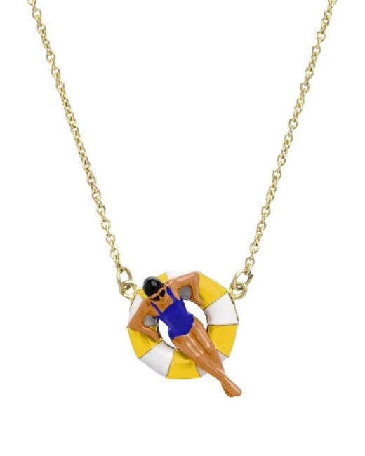 Aliita White Flotadora Swimmer-Pendant Necklace