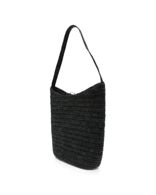 The Row Black Alma Woven Shoulder Bag