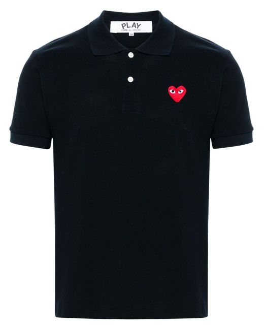 COMME DES GARÇONS PLAY Black Heart-patch Polo Shirt for men