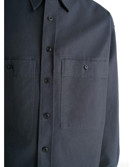 Lemaire Blue Patch-Pocket Twill Overshirt for men