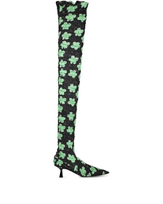 AMY CROOKES Green 50Mm Floral-Print Boots