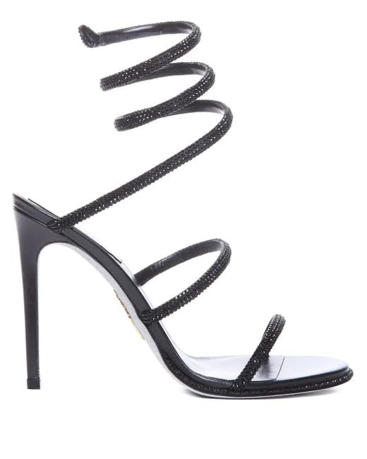 Rene Caovilla Black Crystal-Embellished Sandals