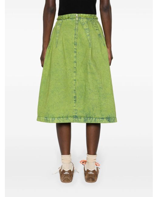 Marni Pleated Denim Skirt Green
