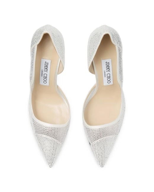 Jimmy Choo White Brigitte Crystal-Embellished Pumps