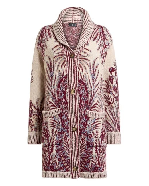 Etro Jas Met Knoopsluiting En Bloemjacquard in het Pink