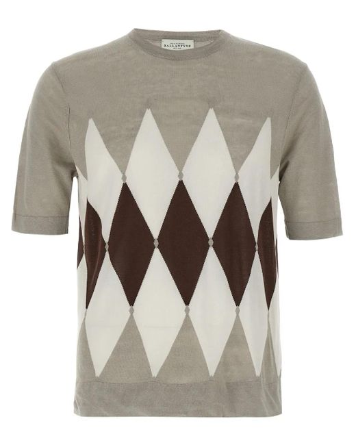 T-Shirt A Rombi di Ballantyne in Gray da Uomo