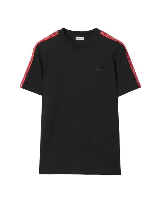 Burberry Black Apos;S Check-Trim Cotton Slim Fit T-Shirt for men