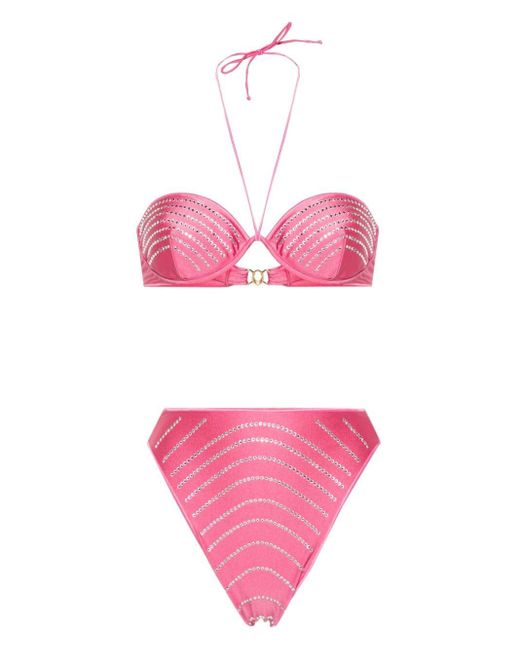 Bikini à ornements en cristal Oseree en coloris Pink