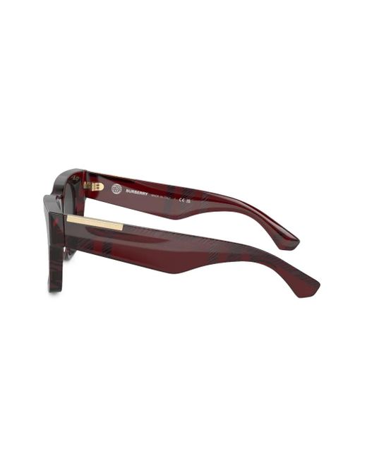 Burberry Gray Checkered Wayfarer-Frame Sunglasses