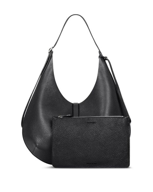 Courreges Black Hobo Grained Leather Tote Bag