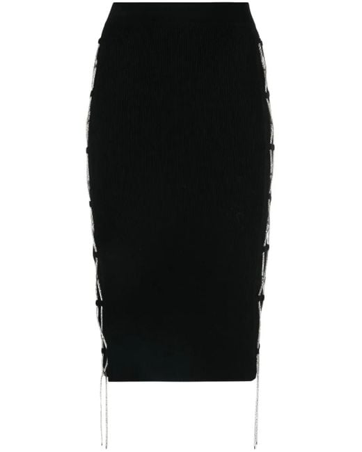 GIUSEPPE DI MORABITO Black High-Waist Lace-Detail Skirt