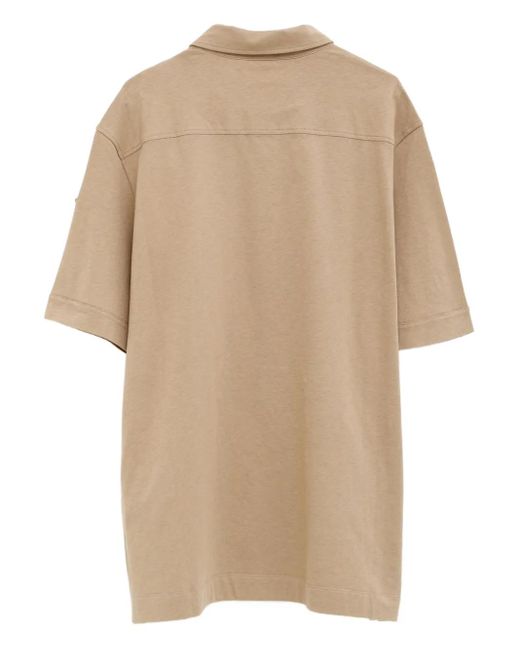 Moncler Natural Logo-Patch Button Polo Shirt for men