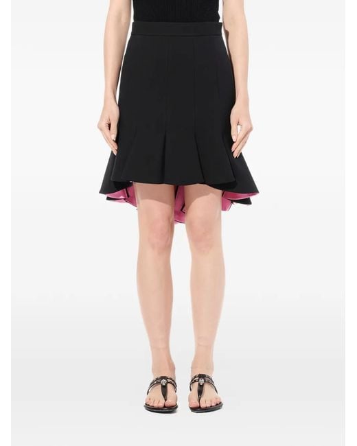 McQueen Black High-Low Pleated Mini Skirt