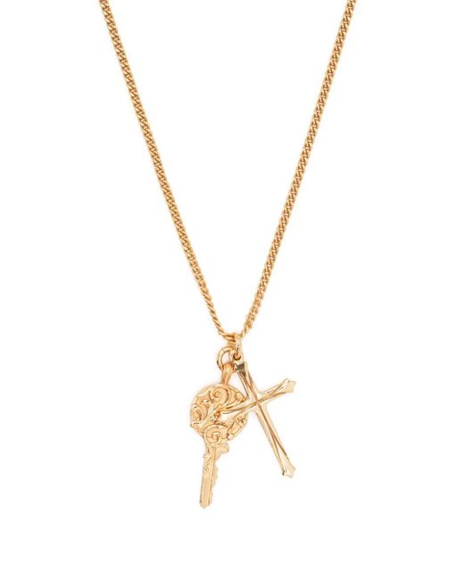 Emanuele Bicocchi Metallic Arabesque Key Cross Pendant Necklace