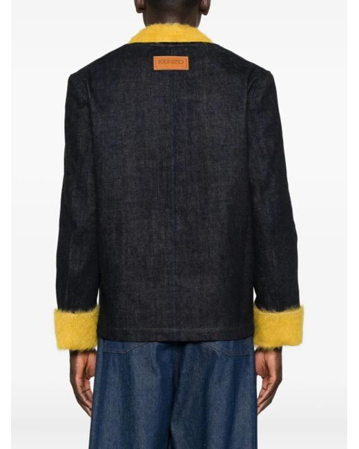 KENZO Black Denim Contrats-Trim Jacket for men