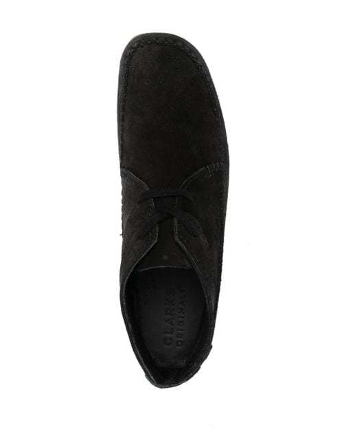 Clarks Black Stitch-Detail Suede Boots for men