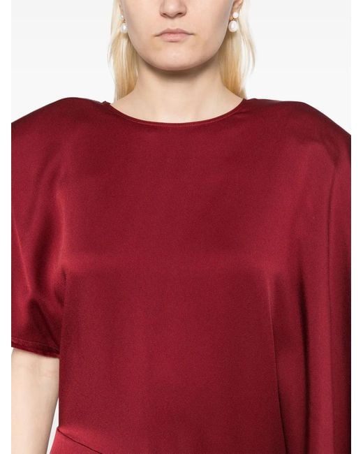 Stella McCartney Red Asymmetric Maxi Dress With Crew Neck