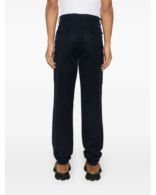 Brunello Cucinelli Blue Cargo-Pockets Cotton Trousers for men