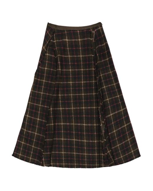 Bimba Y Lola Black A-Line Checked Skirt