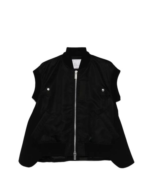 Sacai Black Zip-Up Gilet