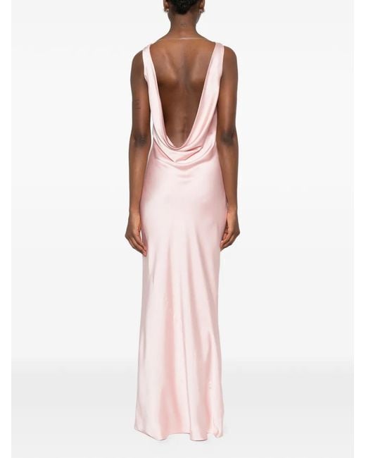 Norma Kamali Pink Cowl-Neck Maxi Dress