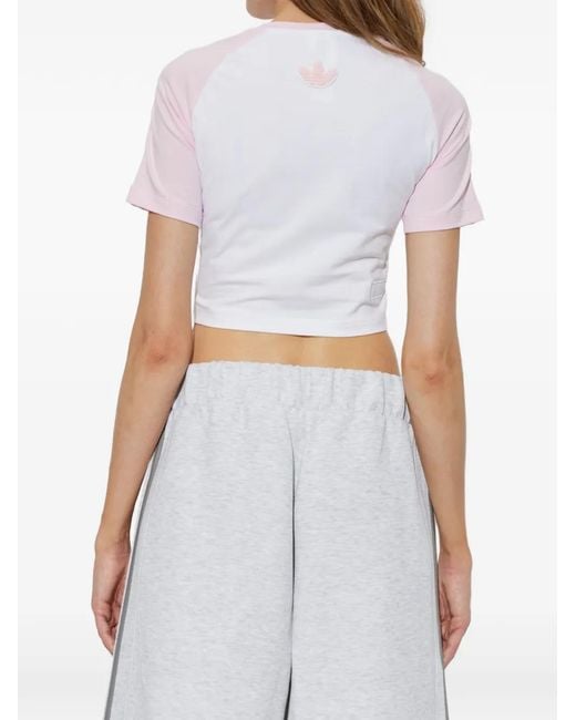 Adidas White Care Bears Patch Cropped T-Shirt