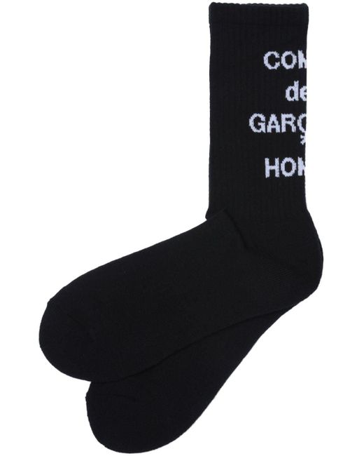 Comme des Garçons Black Logo-intarsia Calf Socks for men