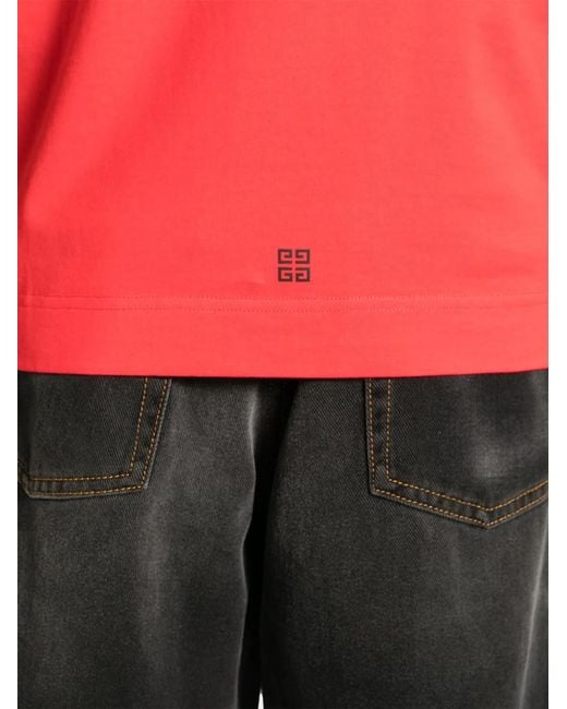 Givenchy Red Dragon-Print Cotton T-Shirt for men
