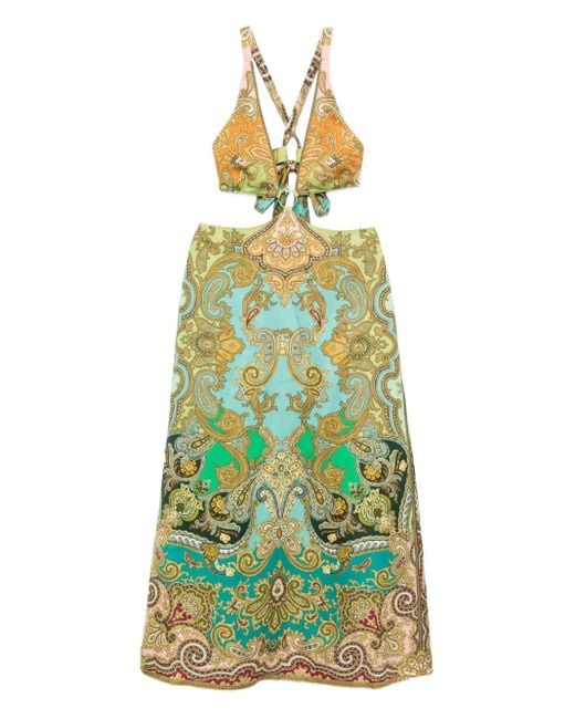 ALÉMAIS Jurk Met Paisley-Print En Uitgesneden Details in het Green