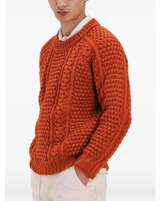 Fortela Red Cable-Knit Sweater for men