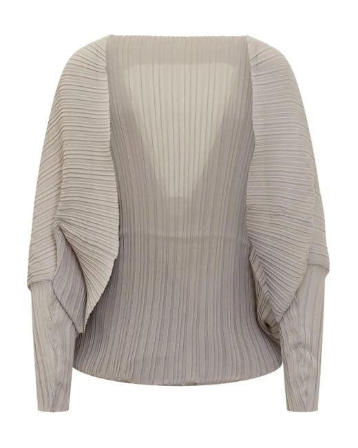 Max Mara Gray Pleated Bomber Jacket