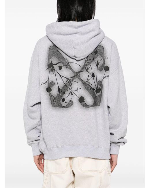 Off White c o Virgil Abloh Logo Embroidered Cotton Hoodie in Blue for Men Lyst UK