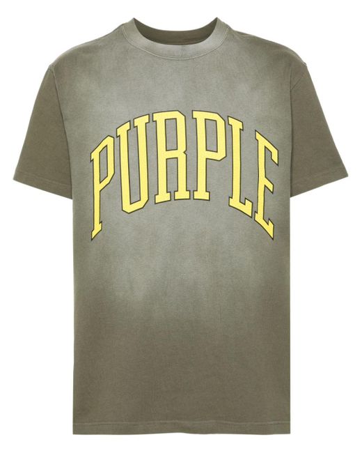 Purple Brand Gray Logo-print Cotton T-shirt for men