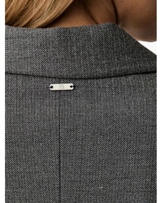 Fracomina Gray Belted Herringbone Blazer