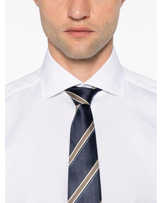 Zegna White Spread-Collar Button-Down Shirt for men