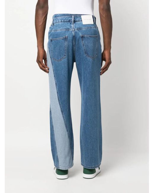 Feng Chen Wang Blue Deconstructed-Design Denim Jeans for men