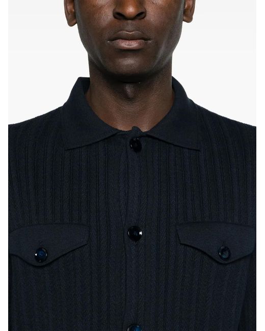 Brioni Blue Spread-Collar Buttoned Cardigan for men