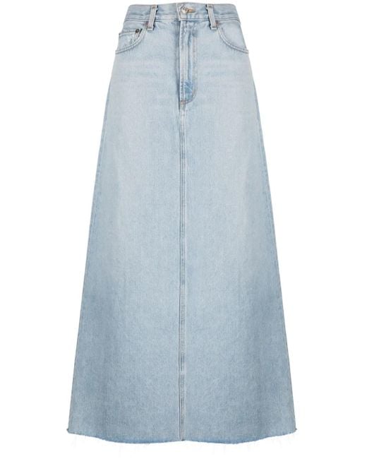 Agolde Blue Denim Maxi Skirt