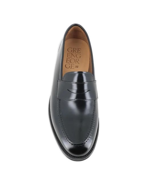 Green George White Polished Strap Leather Loafers for men