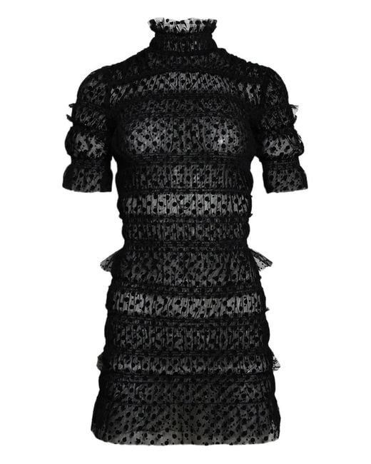 Roberta Einer Black Ruched-Detailing Mini Dress